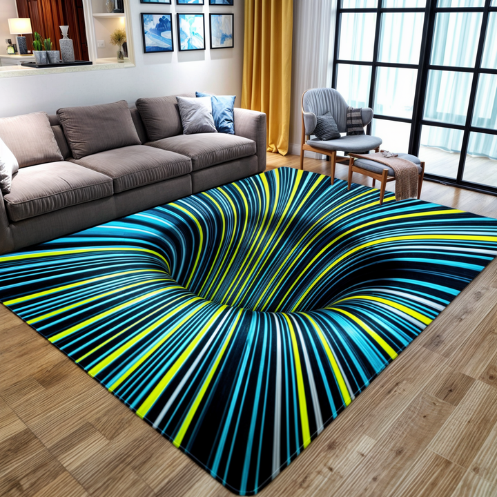 Geometric illusion mat with 3D effect – non-slip and decorative