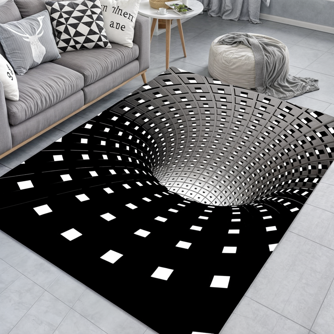 Geometric illusion mat with 3D effect – non-slip and decorative