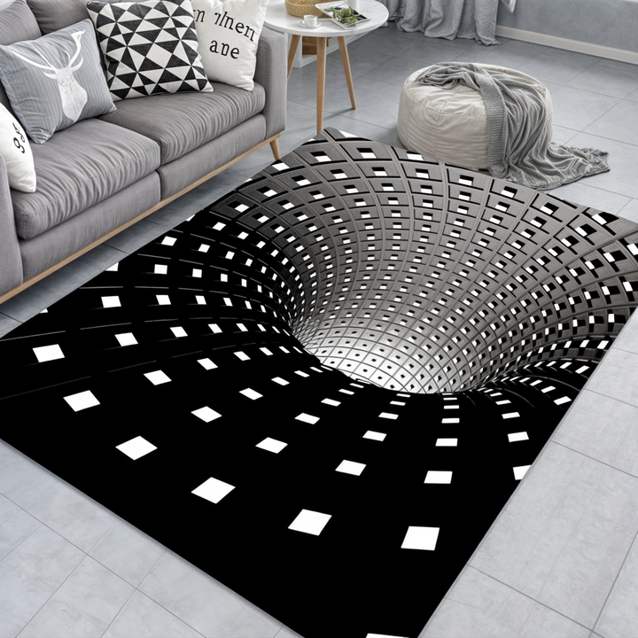 Geometric illusion mat with 3D effect – non-slip and decorative