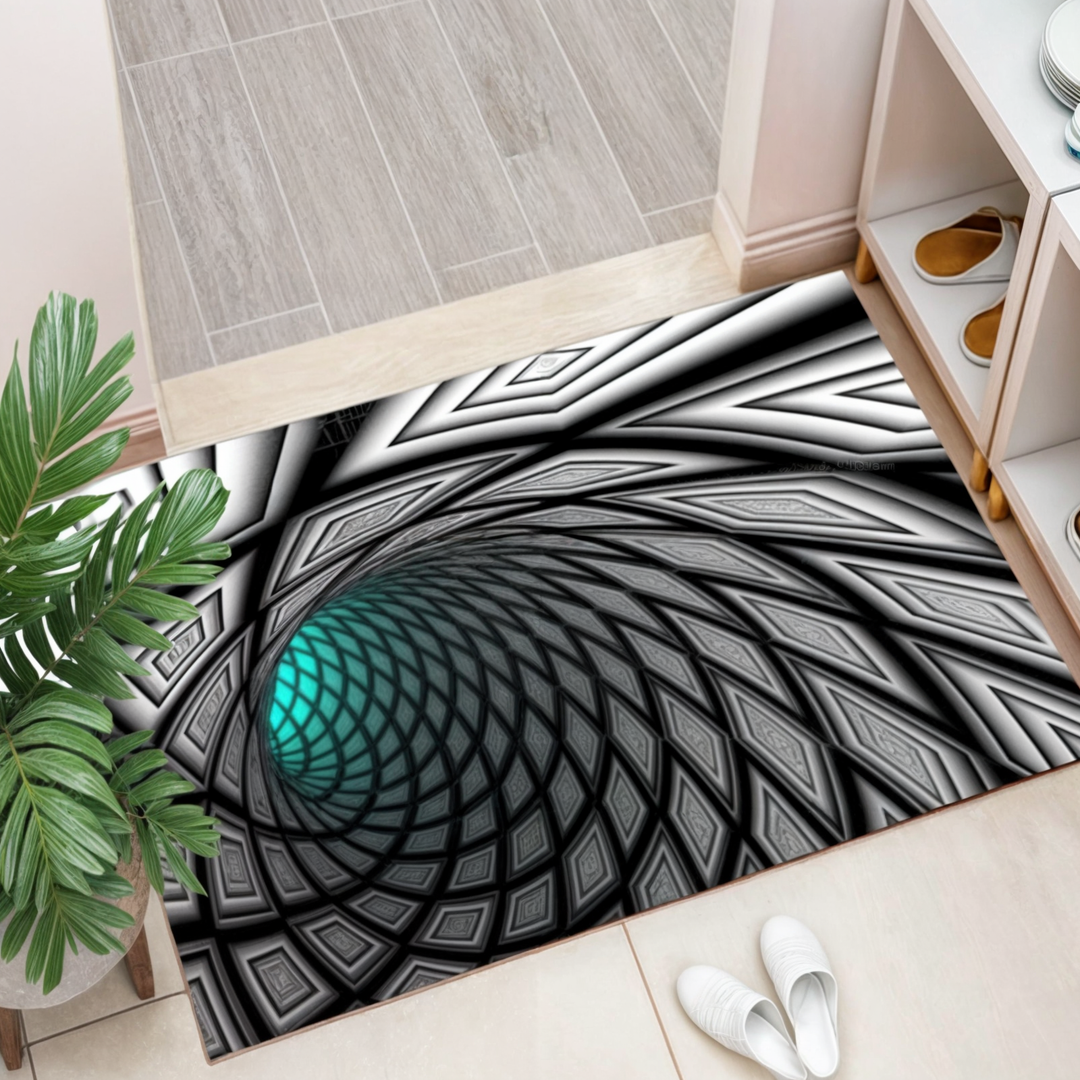 Geometric illusion mat with 3D effect – non-slip and decorative