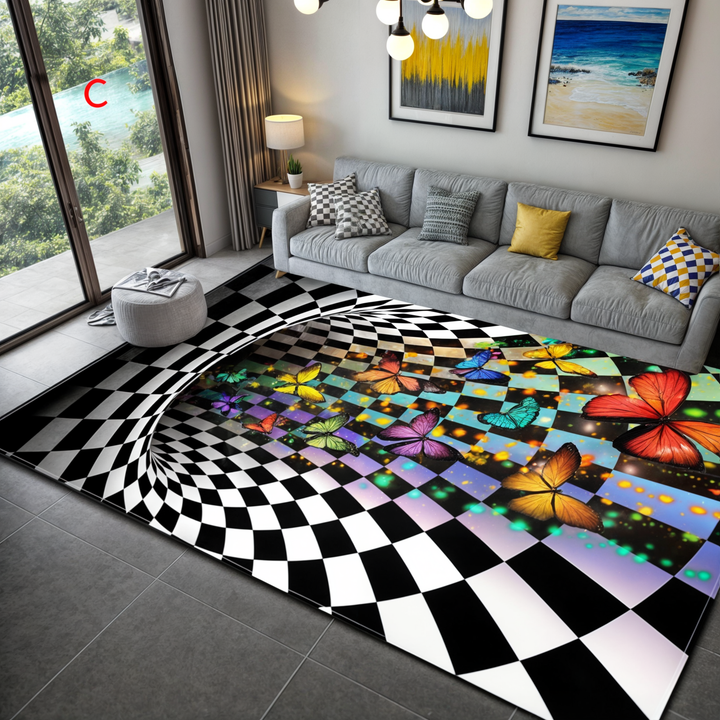 Geometric illusion mat with 3D effect – non-slip and decorative