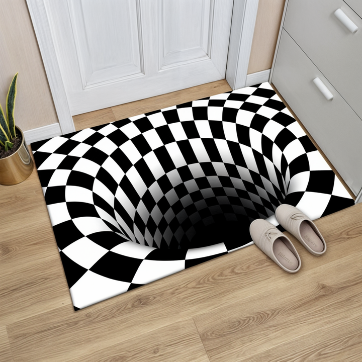 Geometric illusion mat with 3D effect – non-slip and decorative