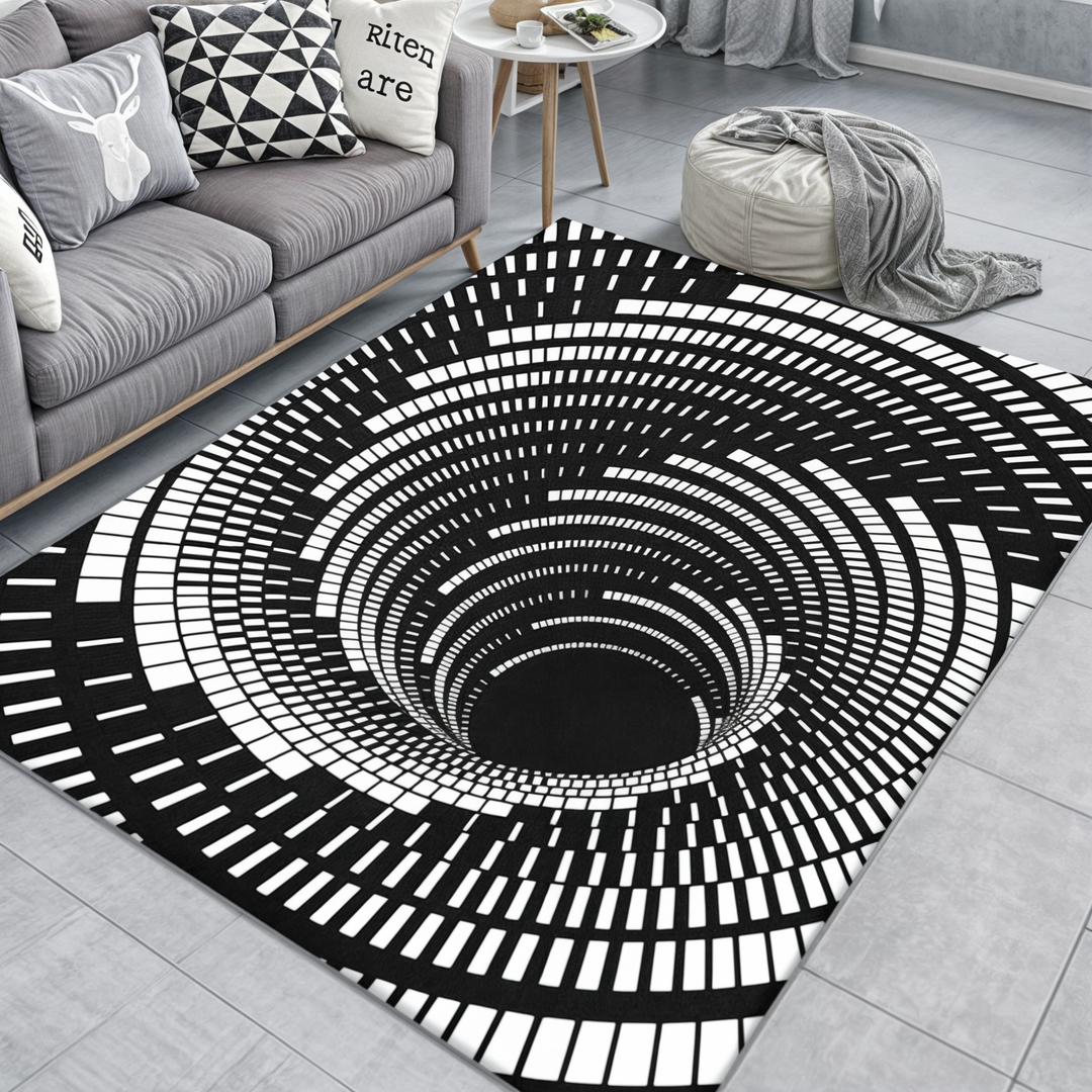 Geometric illusion mat with 3D effect – non-slip and decorative