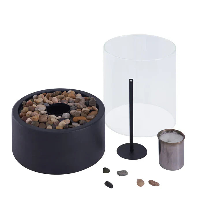 Stylish tabletop fire pit with flame effect – weatherproof and versatile for garden and balcony