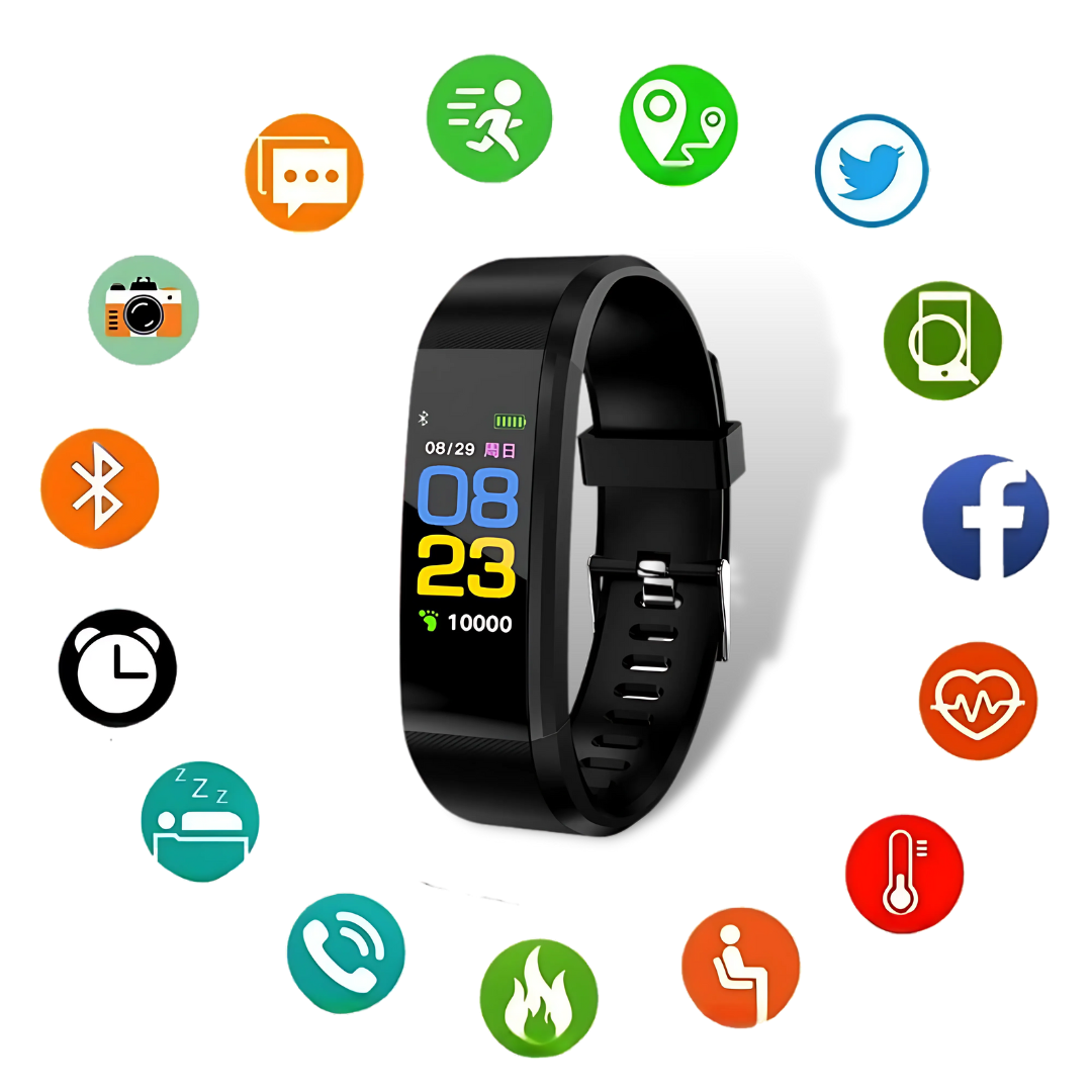 Smartwatch fitness tracker with activity and health functions
