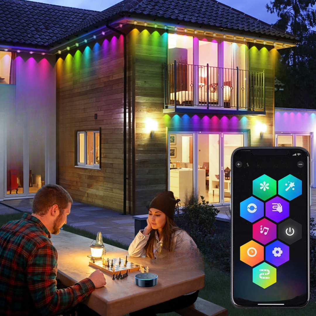 Multicolored Smart LED Christmas Lights for Outdoor Use