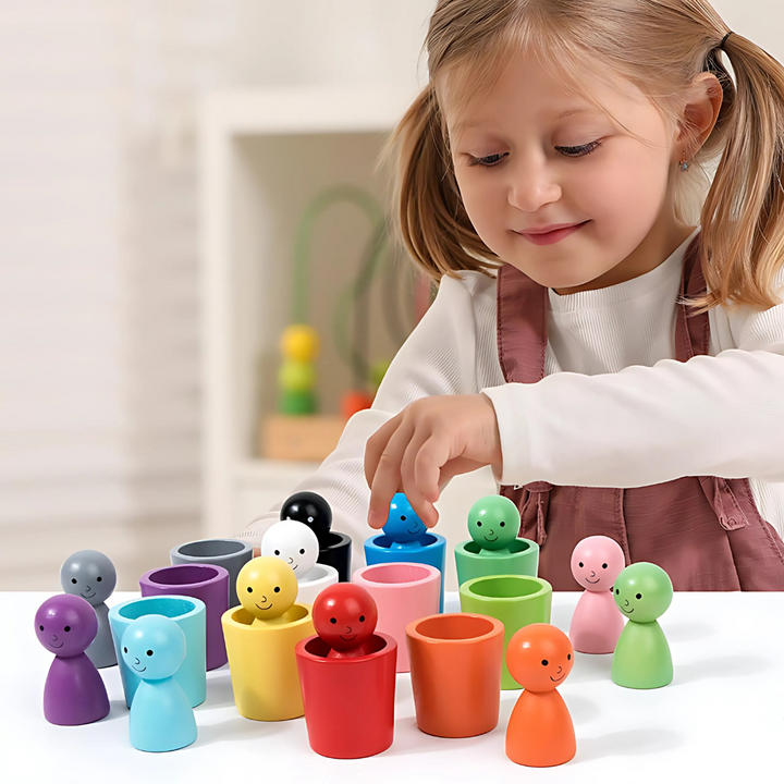 Wooden toy color sorting learning game