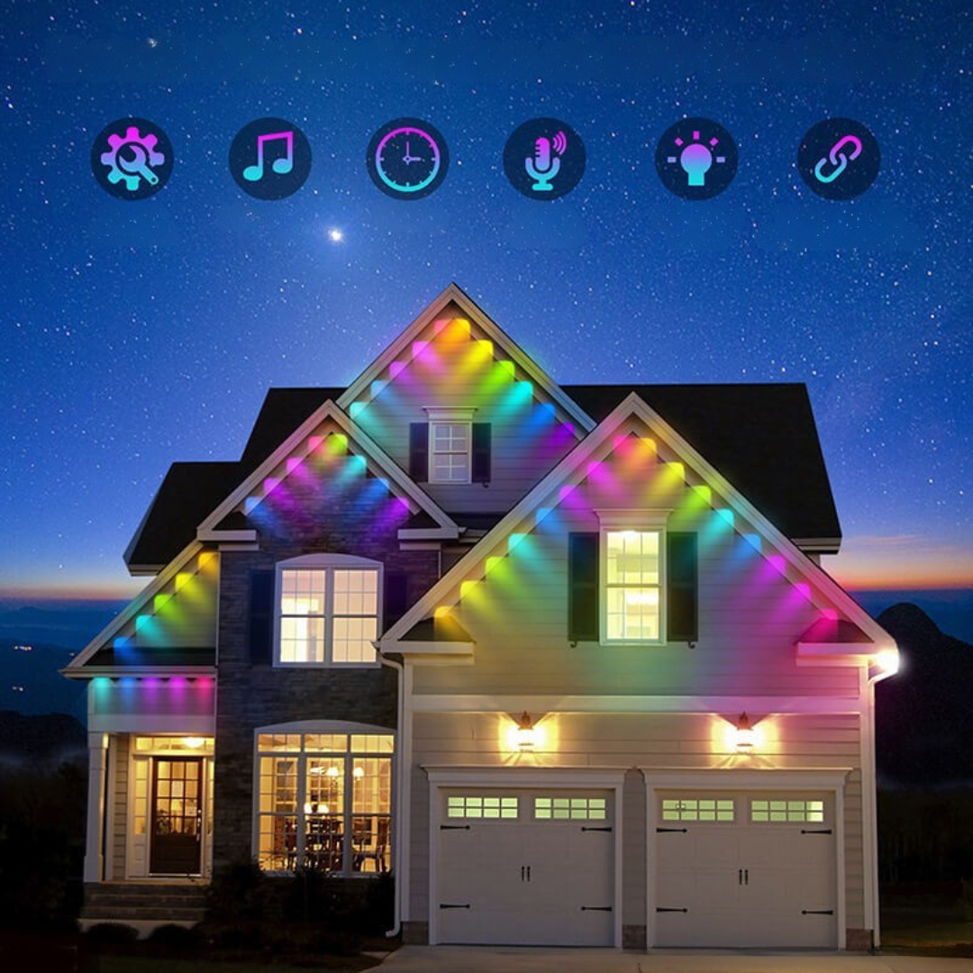 Multicolored Smart LED Christmas Lights for Outdoor Use