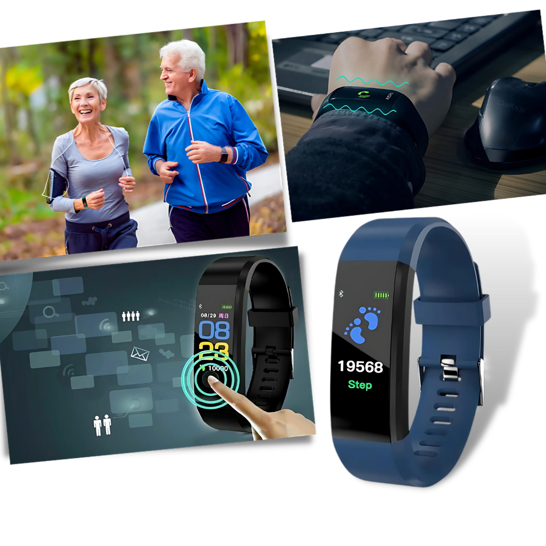 Smartwatch fitness tracker with activity and health functions