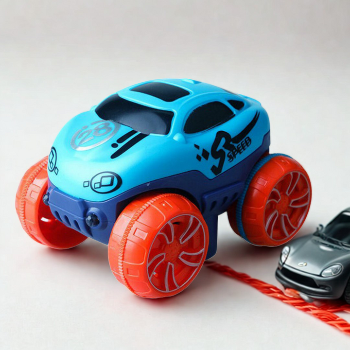 Flexible race track playset with toy car for children 