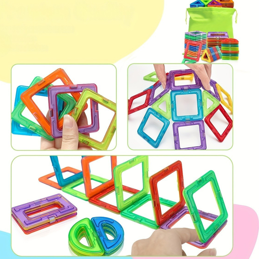Magnetic building blocks playset for children
