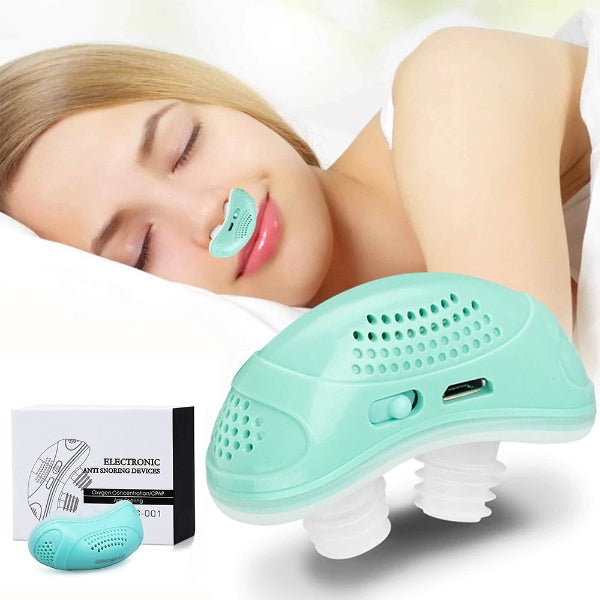 Micro compact breathing device against snoring and for travel