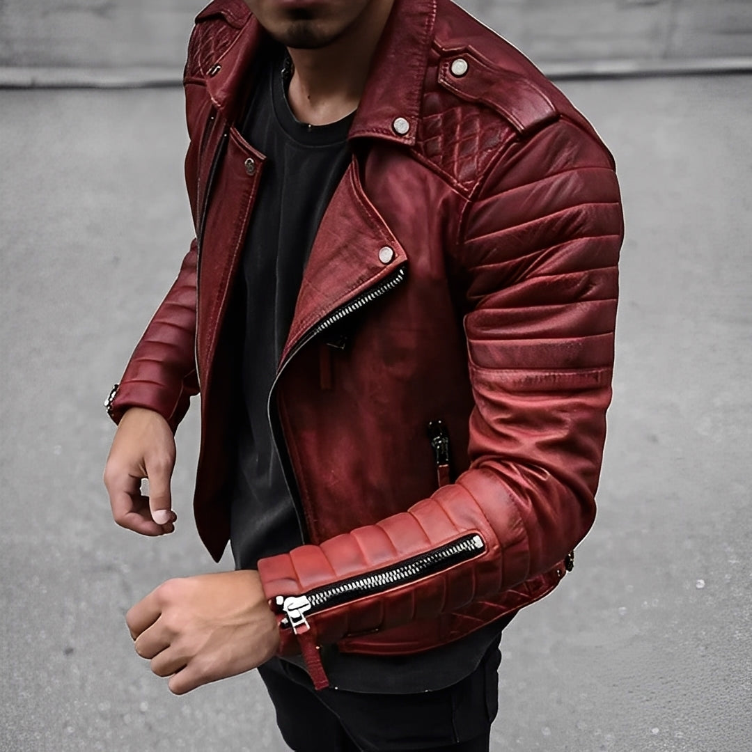 Men's Leather Jacket in Retro Design 