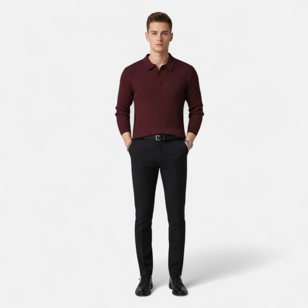 Herren Strickpullover Mit Kragen Und Feinstruktur