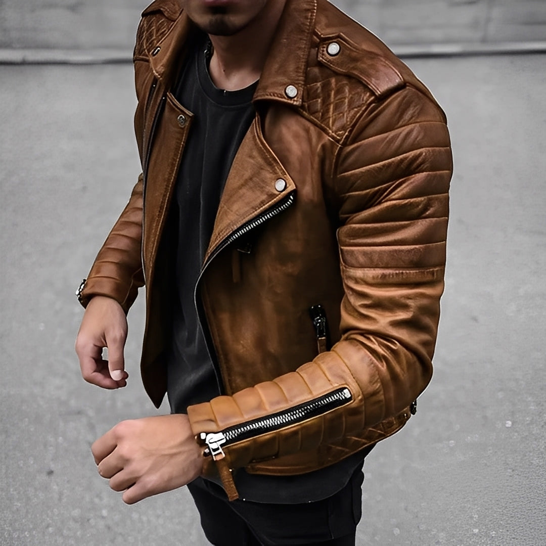 Men's Leather Jacket in Retro Design 