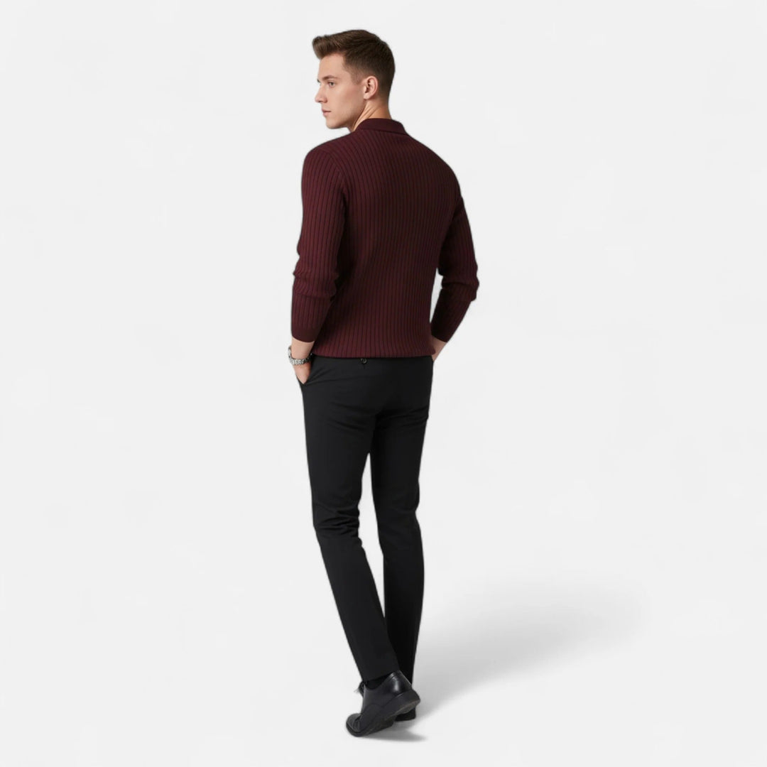 Herren Strickpullover Mit Kragen Und Feinstruktur