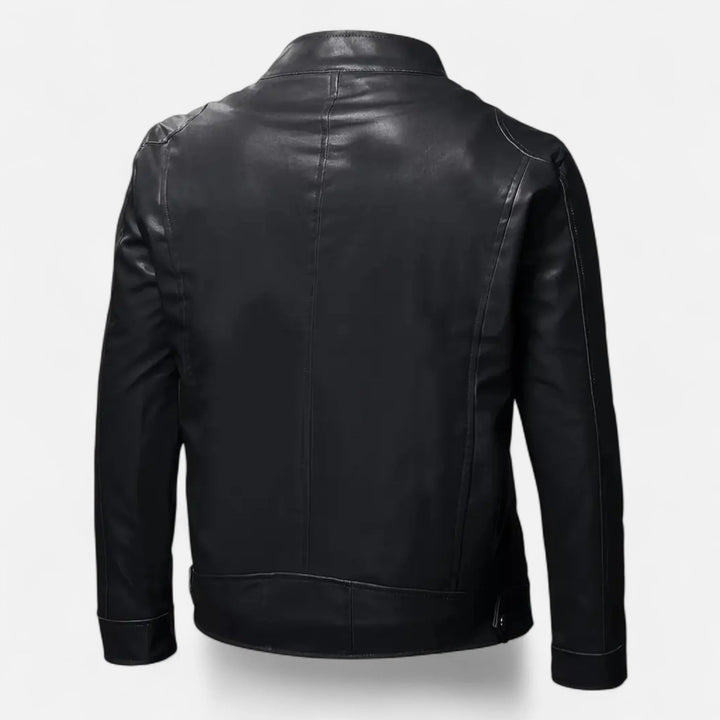 Men's PU Jacket with Stand-Up Collar and Zipper