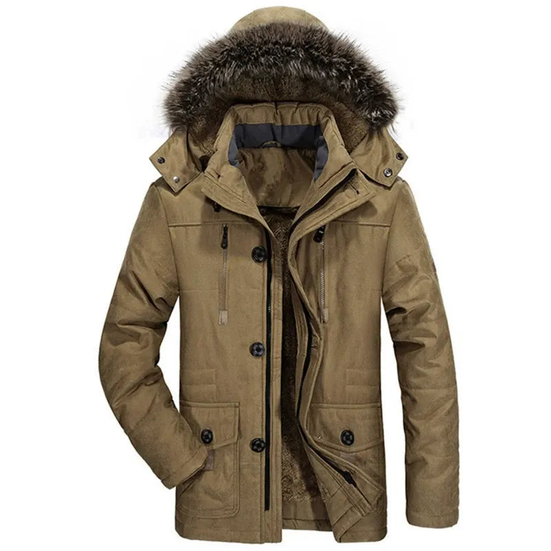 Men's Parka with Detachable Hood and Classic Cut 