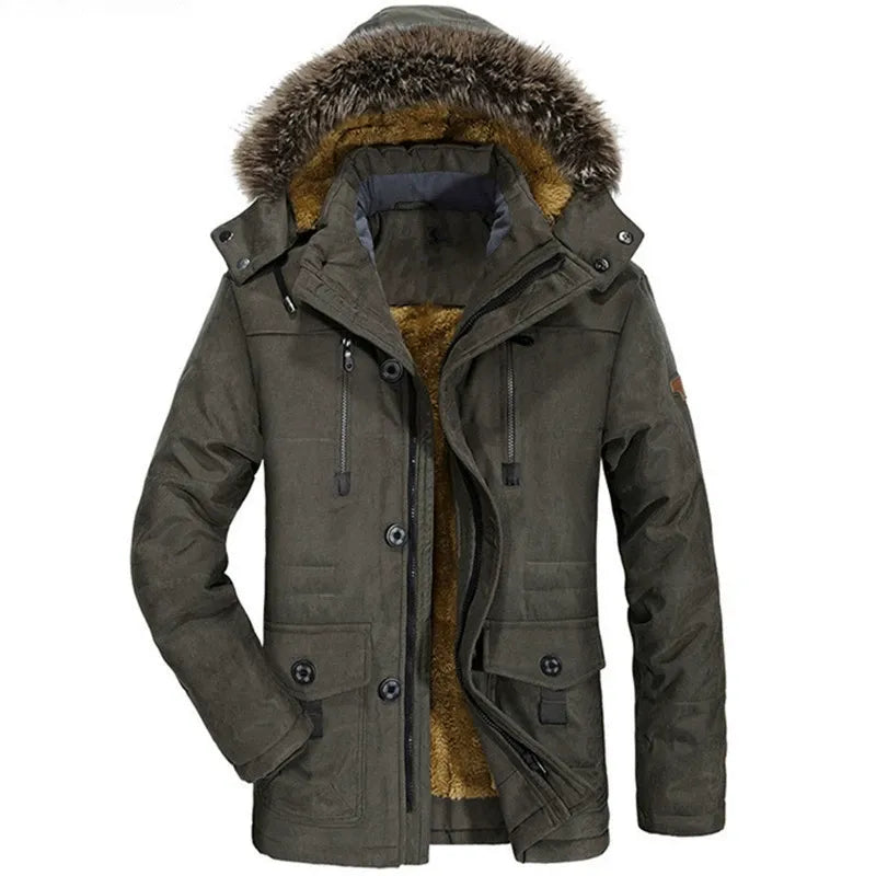 Men's Parka with Detachable Hood and Classic Cut 