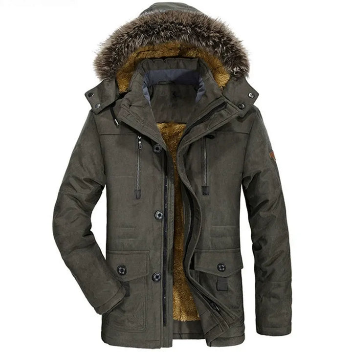 Men's Parka with Detachable Hood and Classic Cut 