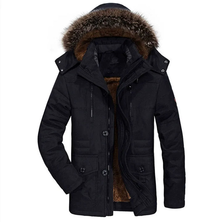 Men's Parka with Detachable Hood and Classic Cut 