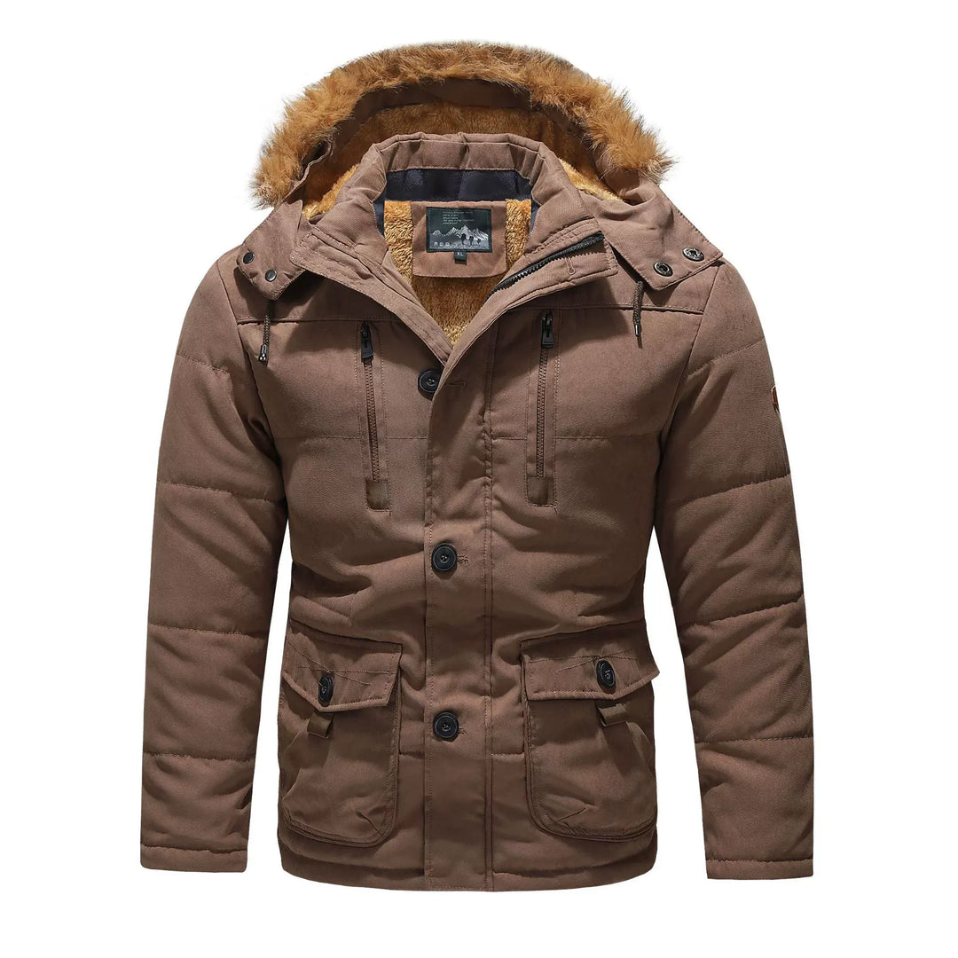 Men's Parka with Detachable Hood and Classic Cut 