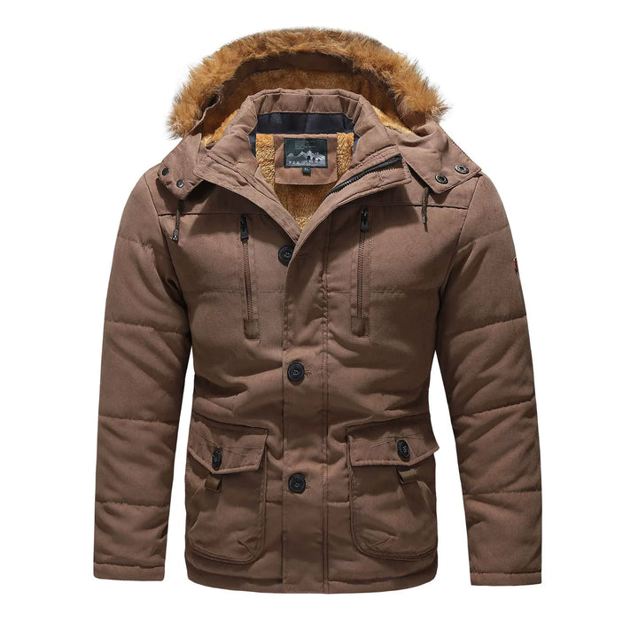 Men's Parka with Detachable Hood and Classic Cut 