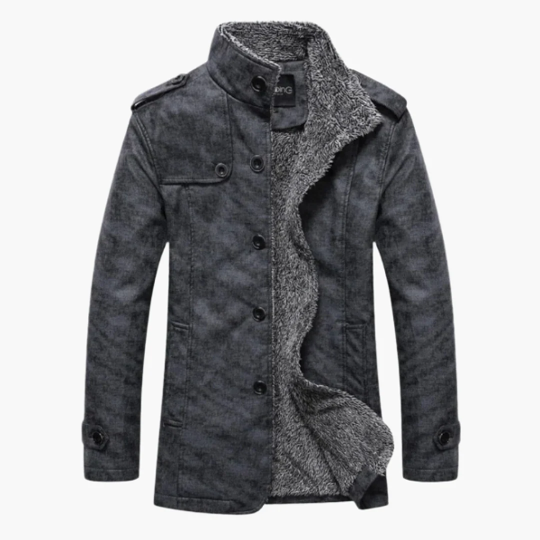 Men's Double-Breasted Jacket with Fleece Lining in Urban Style