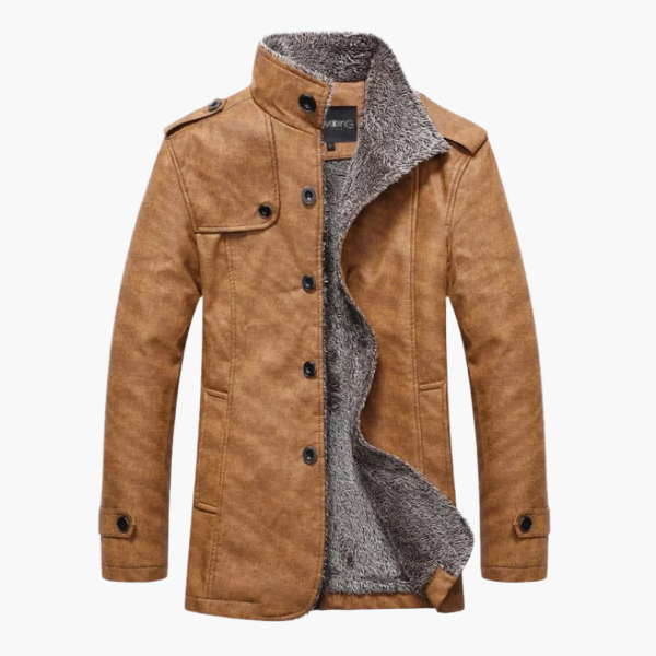 Men's Double-Breasted Jacket with Fleece Lining in Urban Style