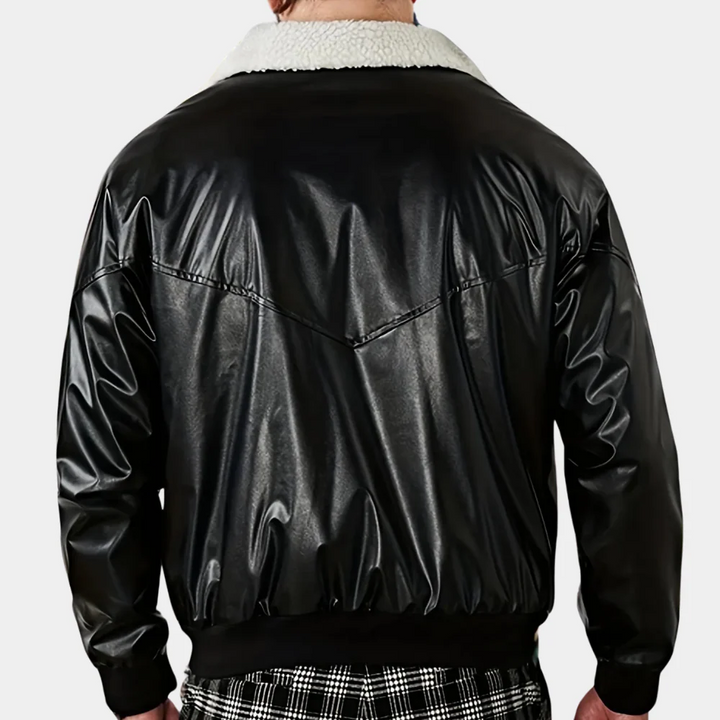 Herren Bomberjacke Mit Plüschfutter Und Druckknopfverschluss