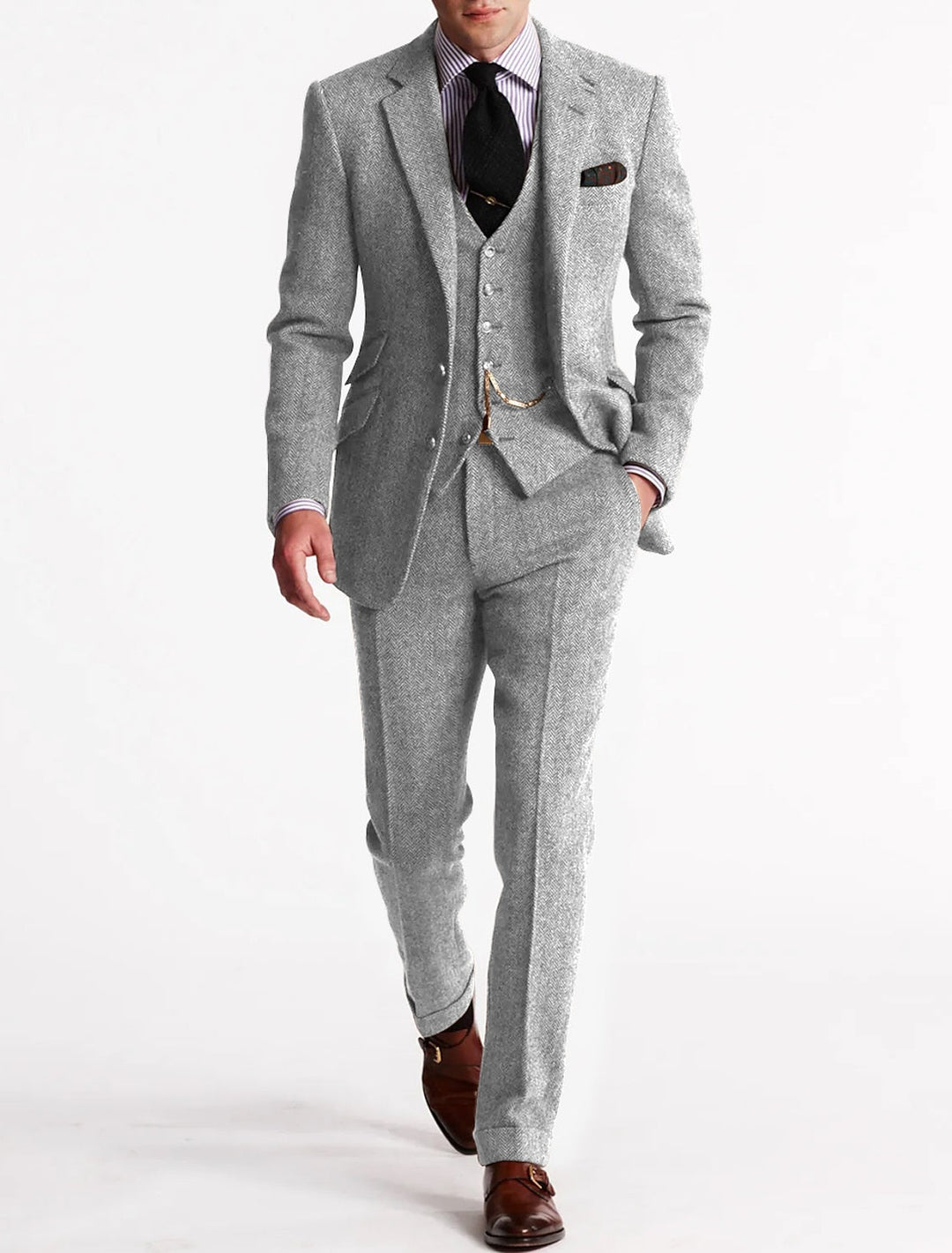 Men's Three-Piece Suit in Vintage Retro Style 