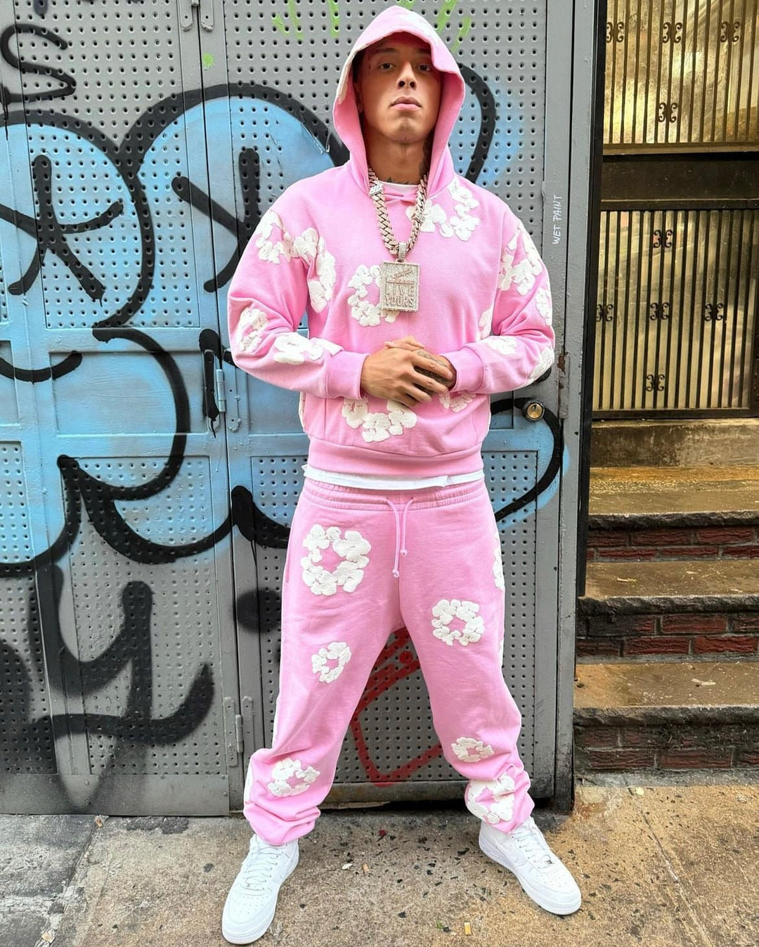 Unisex tracksuit with floral pattern 