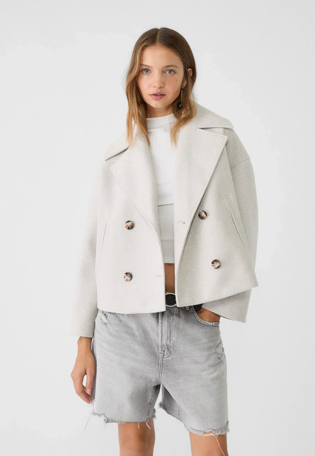 Women's Double-Breasted Short Jacket with Classic Cut