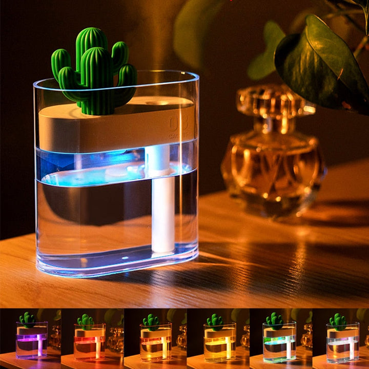 Ultrasonic Humidifier Cactus Design – Compact Diffuser with Timer