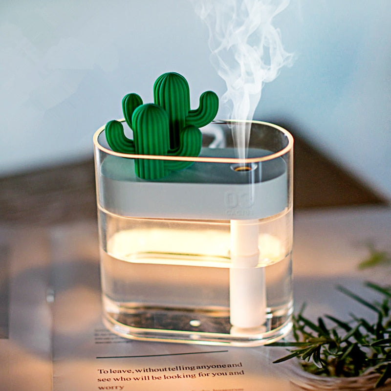 Ultrasonic Humidifier Cactus Design – Compact Diffuser with Timer