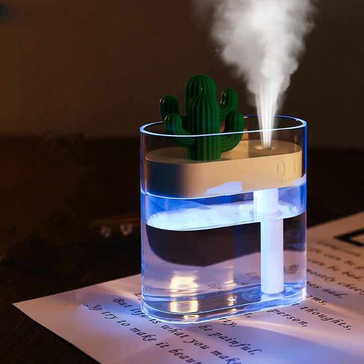 Ultrasonic Humidifier Cactus Design – Compact Diffuser with Timer