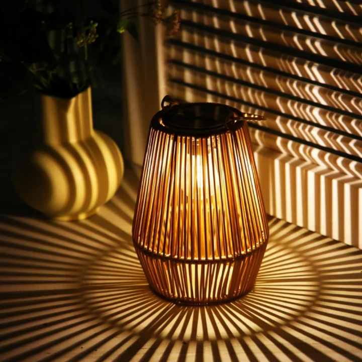 Handmade solar garden lantern made of rattan – weatherproof &amp; decorative