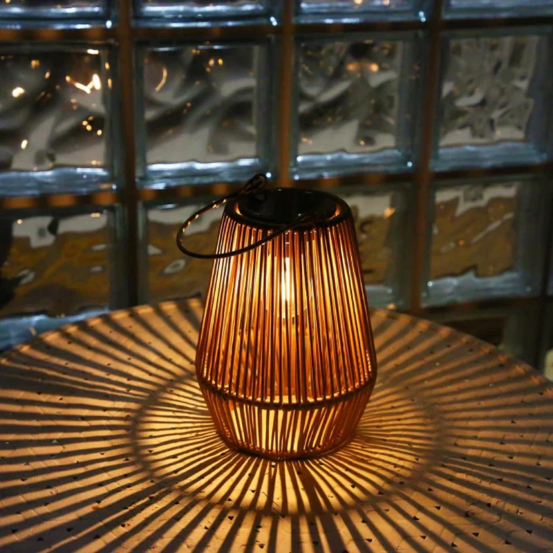 Handmade solar garden lantern made of rattan – weatherproof &amp; decorative