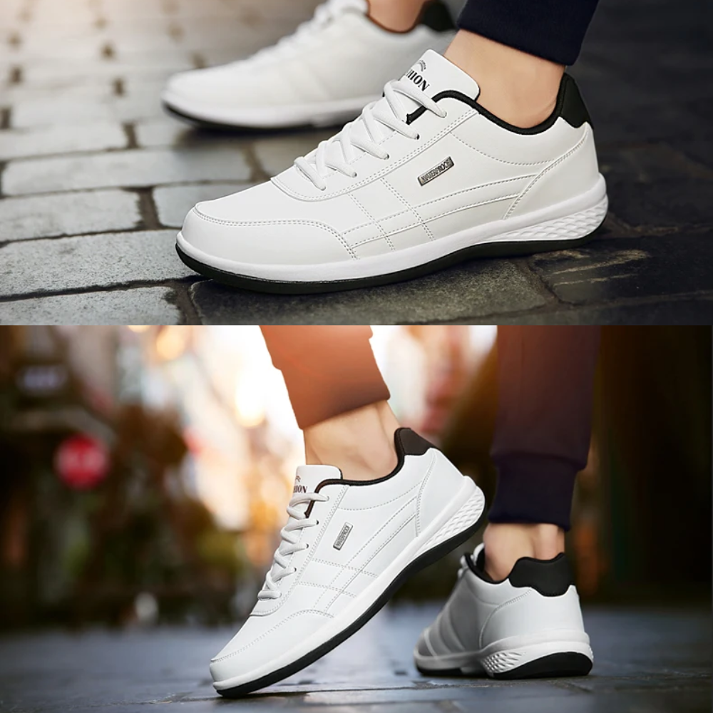 Men's Leather Sneakers with Supportive Fit