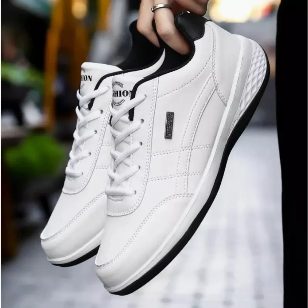 Men's Leather Sneakers with Supportive Fit