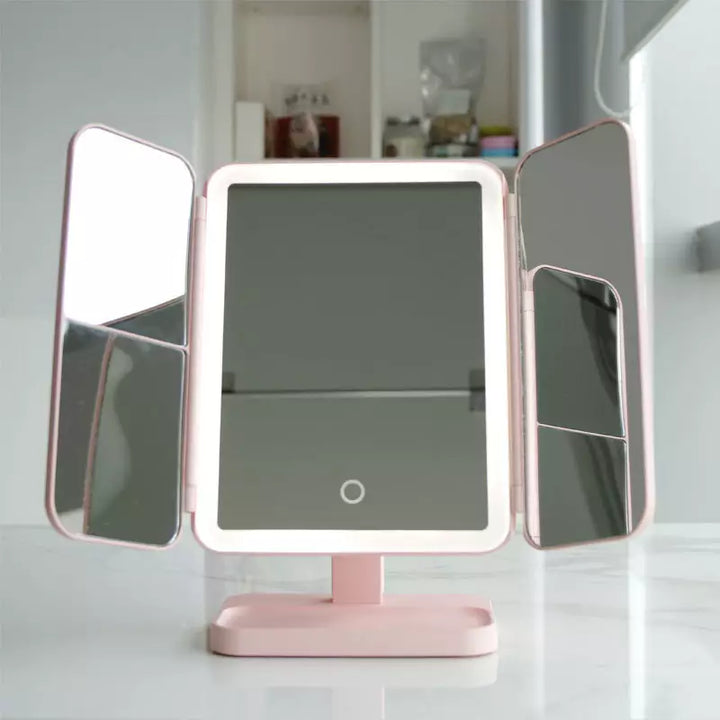 LED makeup mirror with triple lighting