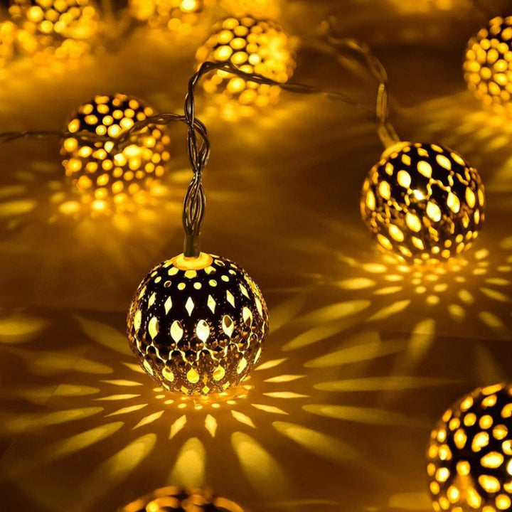 Solar-powered LED string lights – Moroccan style, weatherproof &amp; durable