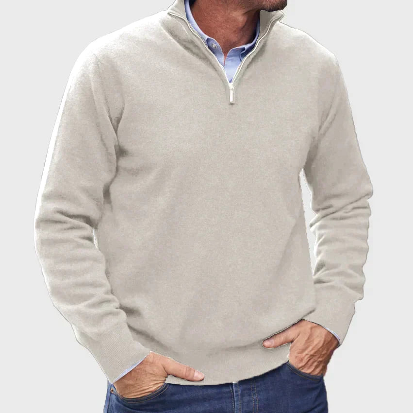 Men's Cashmere Pullover with Zipper in Italian Design