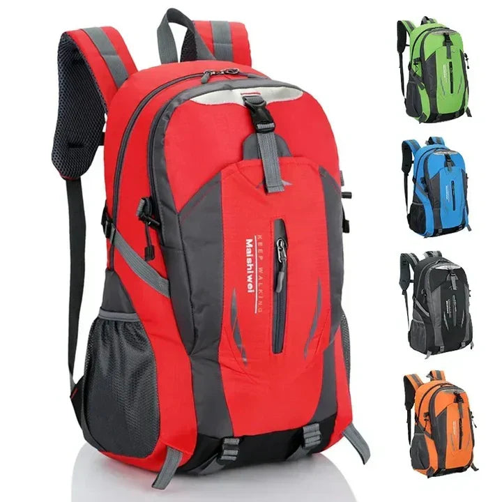 Water-resistant outdoor backpack with multiple compartments for travel and everyday use