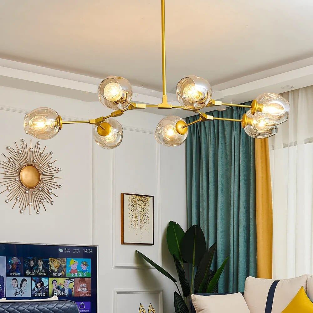 Gaffer chandelier with floating light elements