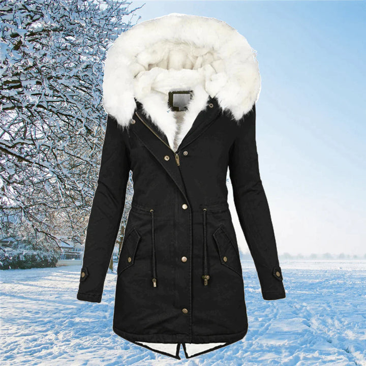 Women's Plus Size Parka Jacket with Hood and Fur Lining