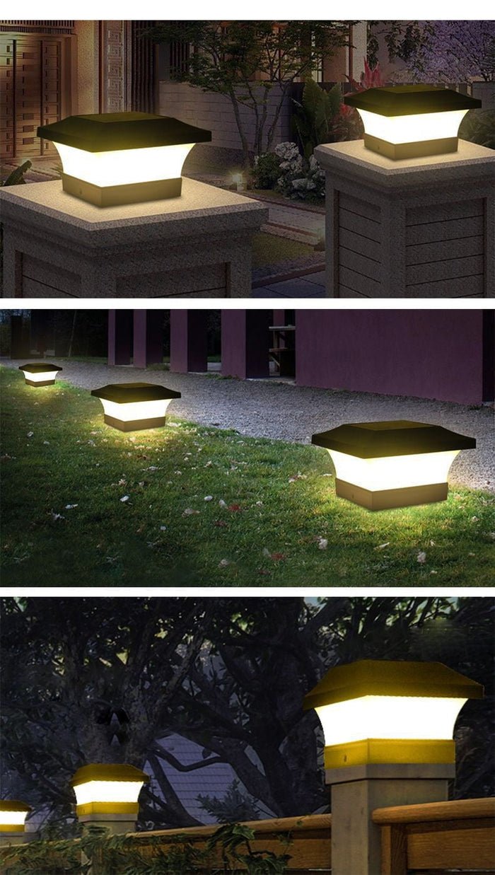 Solar-powered LED garden light, weatherproof with warm white light