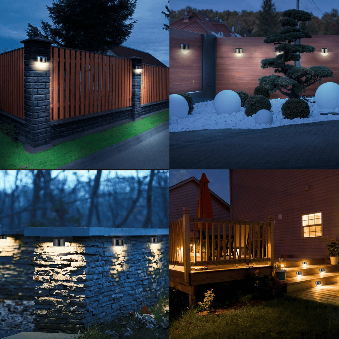 Solar-powered LED outdoor wall light, weatherproof for garden and balcony