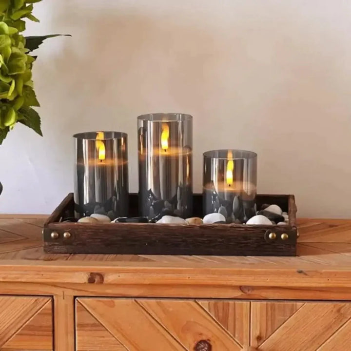 Flameless LED candles with a real wax effect for a stylish living atmosphere