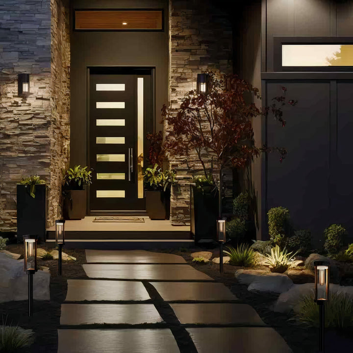 Solar-powered weatherproof path lighting for garden and driveway